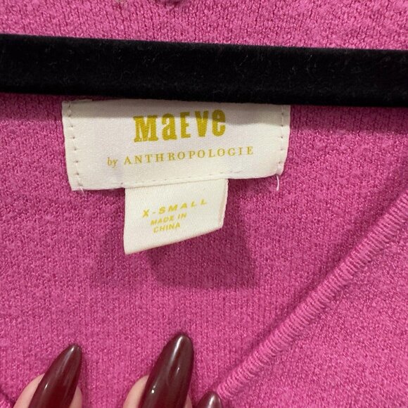 Maeve by Anthropologie Pink pullover Sweater size Xsmall Xs Fitted Cinched - Picture 2 of 6